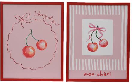 Decoris Muurdeco canvas kers 30x1,5x40cm rood