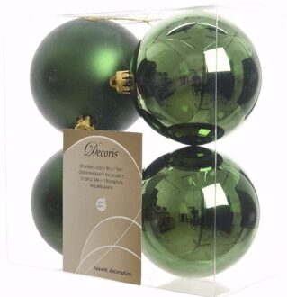 Decoris Mystic Christmas kerstboom decoratie kerstballen 10 cm groen 4 stuks - Kerstbal