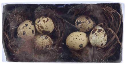 Decoris Nest wilg set a 2 stuks 8cm bruin