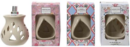 Decoris Oliebranderset keramiek 8.8x7.5x13cm wit