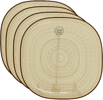 Decoris Ontbijtbord - 6x - geel - kunststof - 20,5 cm - campingbord