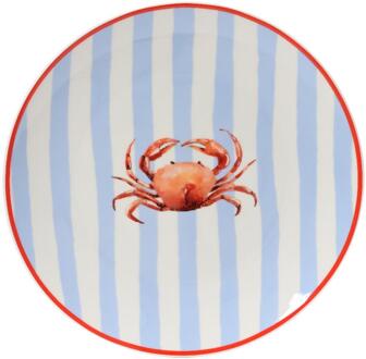 Decoris Ontbijtbord Krab porselein Ø19,4xH2cm blauw