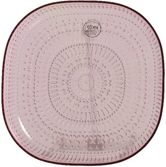 Decoris Ontbijtbord - roze - kunststof - 20,5 cm - campingbord