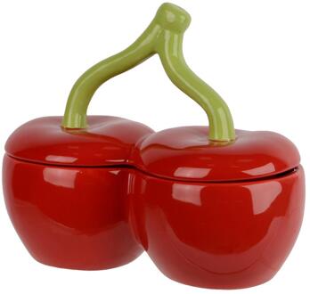 Decoris Opbergpot Kers porselein 19x10,5x16cm rood