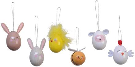Decoris Paasei dieren h6cm 6 assorti verschillende