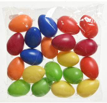 Decoris Paaseieren - 60x stuks - multicolor - 6 cm - kunststof - pasen - paasversiering