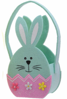 Decoris Paaseieren mandje Paashaas van lichtblauw vilt 11 x 20 cm