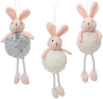 Decoris Paashanger Konijn polyester 24cm wit verschillende