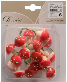 Decoris paddenstoelen stekers - 20x st - 2,5 cm - kerststukje decoratie - Kerststukjes Multikleur