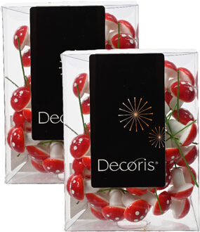 Decoris paddenstoelen stekers - 30x st - 2.5 cm - kerststukje decoratie