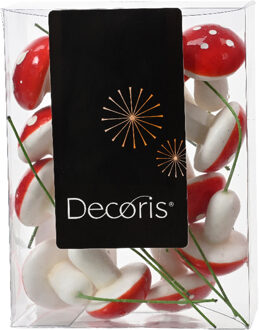 Decoris paddenstoelen stekers - 30x st - 30x3 cm - kerststukje decoratie