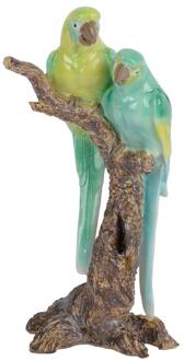 Decoris Papegaai op tak polyresin 8x11,5x22,5cm groen