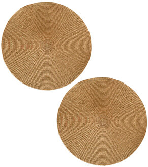 Decoris placemat - 2x - goud - D38 cm - kunststof - rond - tafel onderleggers - placemats