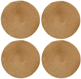 Decoris placemat - 4x - goud - D38 cm - kunststof - rond - tafel onderleggers - placemats