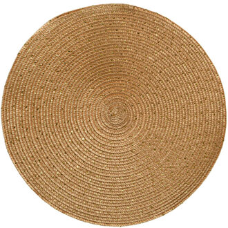 Decoris placemat - goud - D38 cm - kunststof - rond - tafel onderleggers - placemats Goudkleurig