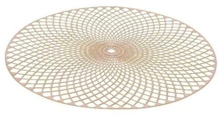 Decoris Placemat - goud - D38 cm - rond - polyurethaan leer - onderlegger Goudkleurig