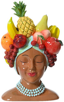 Decoris Plantenpot/bloempot - Polyresin - fruit - vrouw - D13 x H23 cm