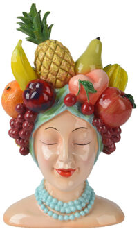 Decoris Plantenpot - Polyresin - fruit - vrouw - 13x23 cm