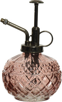Decoris Plantenspuit/vernevelaar van glas - 450 ml - oudroze - 10 x 10 x 15 cm