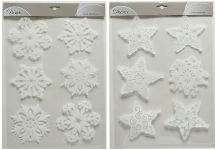 Decoris Raamdecoratie Met Sneeuw - Wit - Pvc - 40cm