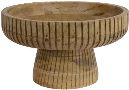 Decoris Schaal op voet mangohout 29x29x17cm bruin