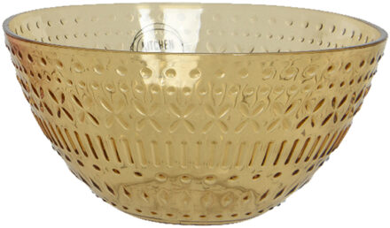 Decoris schaaltje/kom - geel - kunststof - D14 x H7 cm - campingservies - Kommetjes