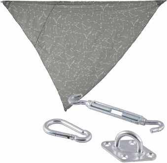 Decoris Schaduwdoek/zonnescherm driehoek grijs 3 x 3 x 3 meter met ophanghaken - Schaduwdoeken