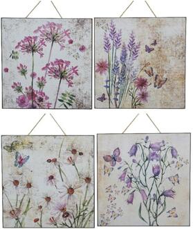 Decoris Schilderij met afbeelding bloem 24 cm paars