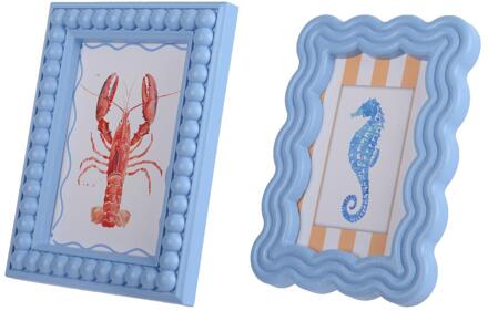 Decoris Schilderijtje blauw hout 2x14x19cm