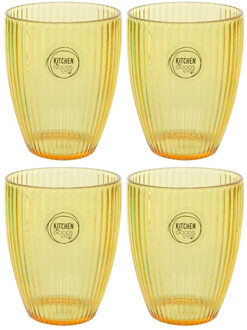 Decoris Set van 12x stuks kunststof bekers goud/geel 200 ml