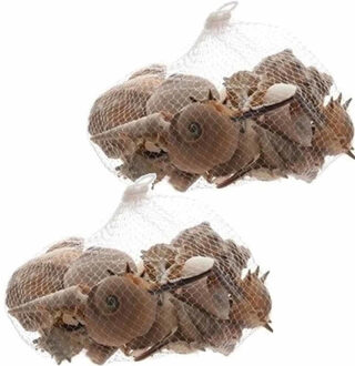Decoris Set van 2 zakjes decoratie/hobby bruine schelpen 350 gram