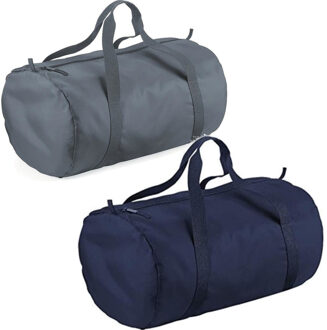 Decoris Set van 2x kleine sport/draag tassen 50 x 30 x 26 cm - Donkerblauw en Grijs - Sporttassen