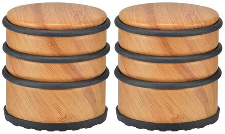 Decoris Set van 2x stuks bamboe en matelen deurstopper 7 cm binnen/buitendeuren - Deurstoppers Bruin