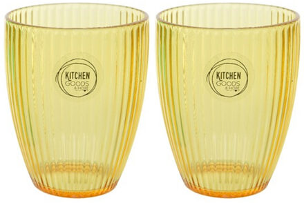 Decoris Set van 2x stuks kunststof bekers goud/geel 200 ml