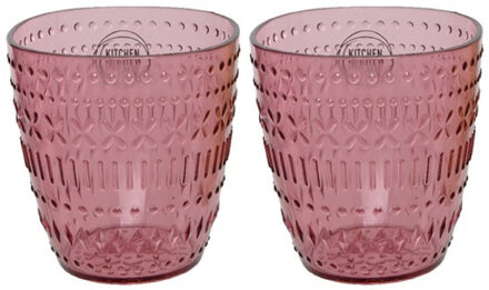 Decoris Set van 2x stuks kunststof bekers roze 200 ml