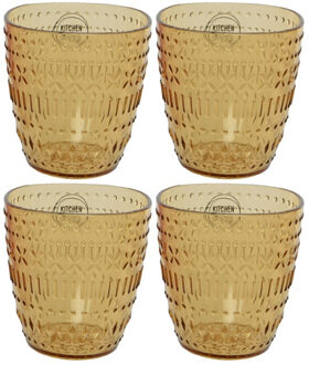 Decoris Set van 4x stuks kunststof bekers geel 200 ml