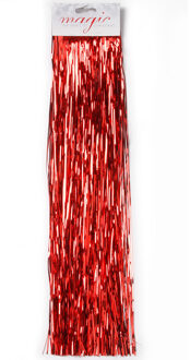 Decoris Set van 4x stuks lametta engelenhaar rood 50 cm - Lametta/folie haar - Rode kerstboomversiering