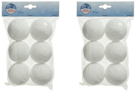 Decoris Sneeuwballen - 24x st - wit - D6 cm - kunststof - Kunstsneeuw ballen - sneeuwversiering