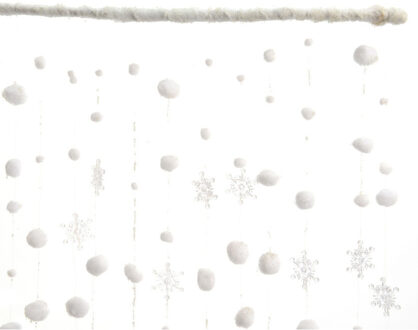 Decoris Sneeuwballen en sneeuwvlokken gordijnen 90 x 200 cm