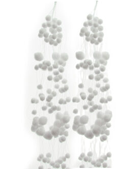 Decoris Sneeuwballen slinger - 2x - wit - 78 cm - polyester - sneeuwversiering - slingers