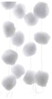 Decoris Sneeuwballen slinger - 5x - wit - 180 cm - sneeuwversiering - Kerstmis decoratie