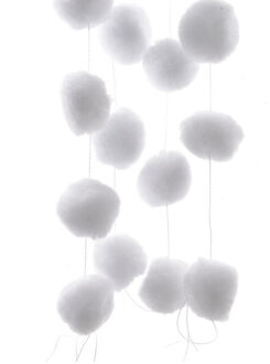 Decoris Sneeuwballen slinger - 8x - wit - 180 cm - sneeuwversiering - Kerstmis decoratie