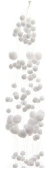 Decoris Sneeuwballen slinger - wit -135 cm - polyester - sneeuwversiering - slingers