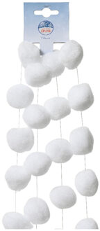 Decoris Sneeuwballen slinger - wit - 180 cm - sneeuwversiering - Kerstmis decoratie