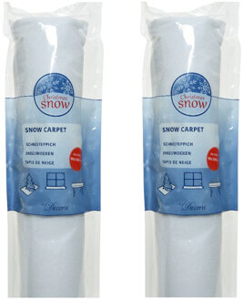 Decoris Sneeuwdeken - 2x stuks - op rol - wit - 350 x 90 x 0,2 cm - sneeuwtapijt - sneeuw achtergrond