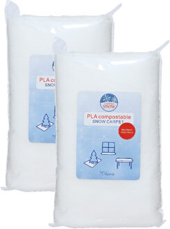 Decoris Sneeuwdeken - 2x - wit - 250 x 100 cm - polyester - sneeuwtapijt - kerstversiering