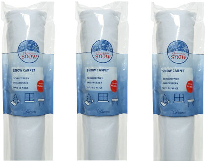 Decoris Sneeuwdeken - 3x stuks - op rol - wit - 350 x 90 x 0,2 cm - sneeuwtapijt - sneeuw achtergrond