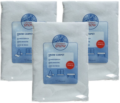 Decoris Sneeuwdeken - 3x stuks - wit - 120 x 80 cm - sneeuwtapijt - sneeuw achtergrond