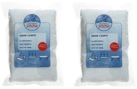 Decoris Sneeuwdeken/sneeuwtapijt - 2x - wit - 200 x 50 cm - polyester - sneeuw ondergrond