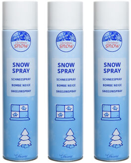 Decoris Sneeuwspray - 3x - grote bus - 600 ml - kunstsneeuw - nepsneeuw